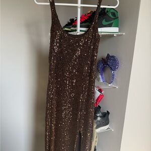 Brown Sequined Fashion nova Dress Size Medium